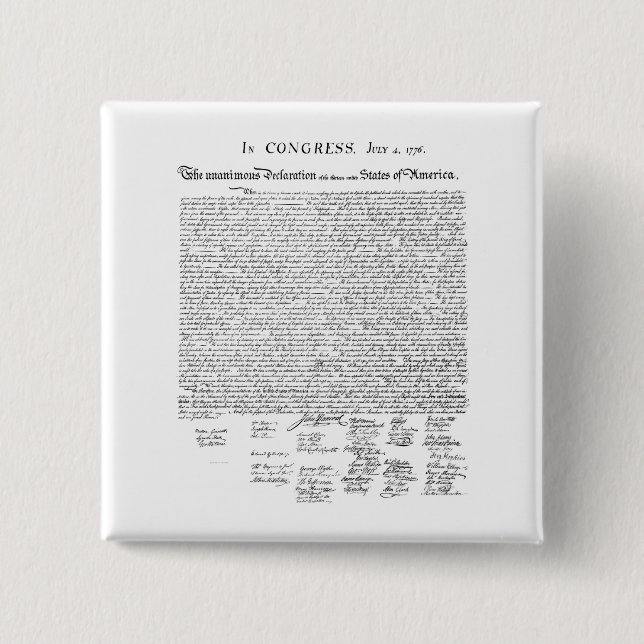 Bóton Quadrado 5.08cm Declaração de independência (Frente)