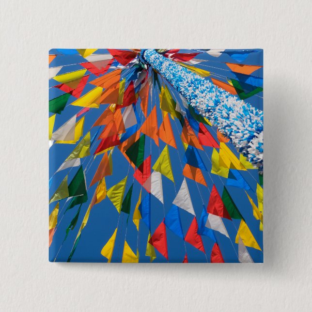 Bóton Quadrado 5.08cm Decoração de Bandeira Triangular (Frente)