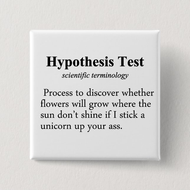 Bóton Quadrado 5.08cm Definição do teste da hipótese (Frente)