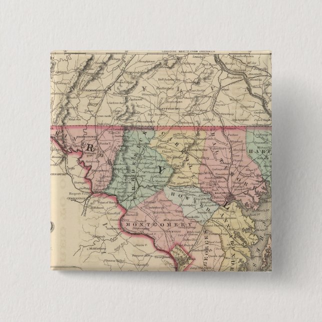 Bóton Quadrado 5.08cm Delaware e Maryland (Frente)