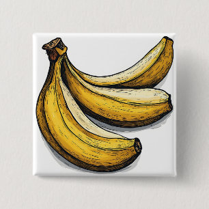 Bóton Quadrado 5.08cm Delicioso Banana Amarelo Linda