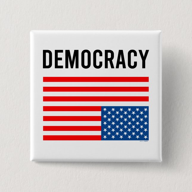 Bóton Quadrado 5.08cm Democracia Em Perigo (Frente)