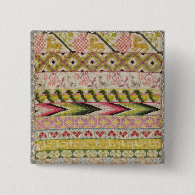 Bóton Quadrado 5.08cm Demonstrador do bordado (Frente)