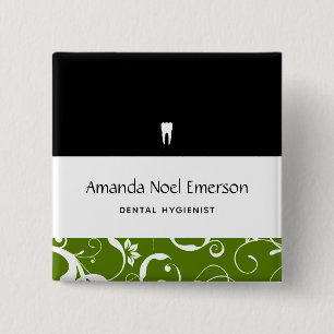 Bóton Quadrado 5.08cm Dental Office Funcionarios Pro Damask