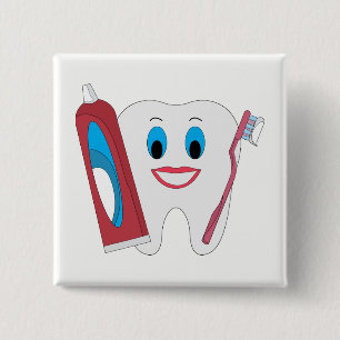 Bóton Quadrado 5.08cm Dente Feliz