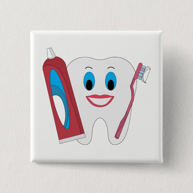 Bóton Quadrado 5.08cm Dente Feliz (Frente)