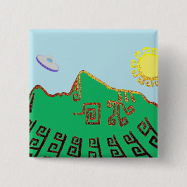 Bóton Quadrado 5.08cm Desenho de Machu Picchu Peru