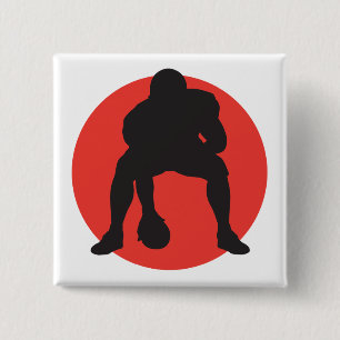 Bóton Quadrado 5.08cm desenho de silhueta de futebol americano do quarte