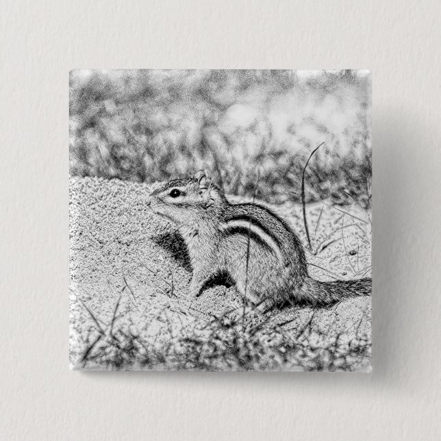 Bóton Quadrado 5.08cm Desenho do Chipmunk (Frente)
