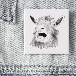 Bóton Quadrado 5.08cm Desenho engraçado de cabra gritando arte animal ex