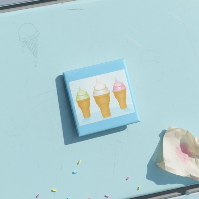 Bóton Quadrado 5.08cm Deserto De Verão De Sorvete De Sorvete Molhado (Criador carregado)