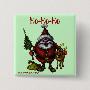 Bóton Quadrado 5.08cm Design bonito do botão do Natal do papai noel