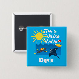 Bóton Quadrado 5.08cm Design Buddy de Diving do Mães - Botão Magnet Quad