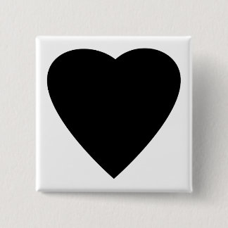 Bóton Quadrado 5.08cm Design de Coração de Amor Negro e Branco.