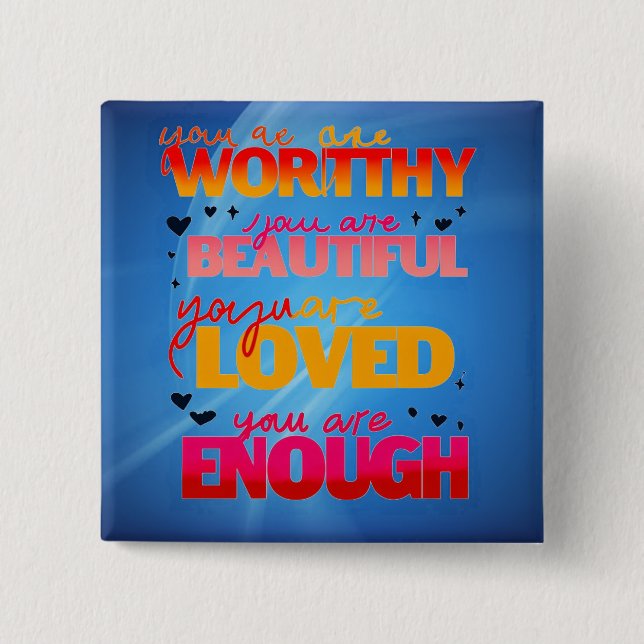 Bóton Quadrado 5.08cm Design de Motivação (Frente)