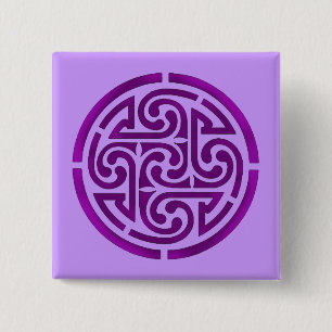 Bóton Quadrado 5.08cm Design de Nó Celular Roxo
