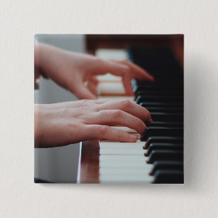 Bóton Quadrado 5.08cm Design de Piano bonito