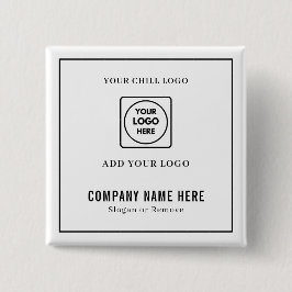 Bóton Quadrado 5.08cm Design de Retângulo com Logotipo e Texto Personali