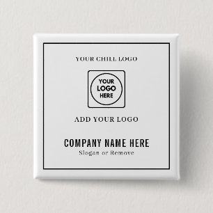 Bóton Quadrado 5.08cm Design de Retângulo com Logotipo e Texto Personali