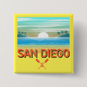 Bóton Quadrado 5.08cm Design de San Diego - Botão Quadrado