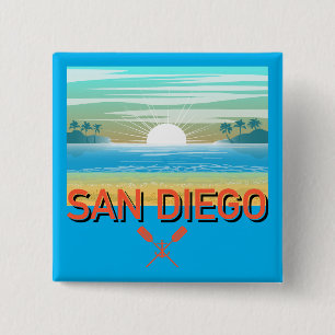 Bóton Quadrado 5.08cm Design de San Diego - Botão Quadrado