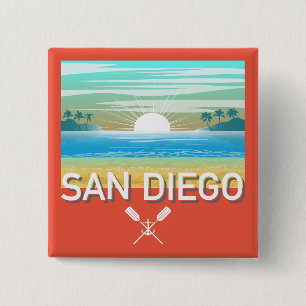 Bóton Quadrado 5.08cm Design de San Diego - Botão Quadrado