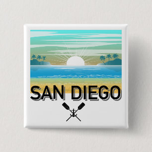 Bóton Quadrado 5.08cm Design de San Diego - Botão Quadrado