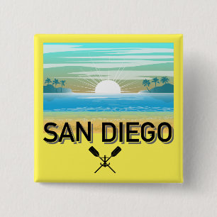 Bóton Quadrado 5.08cm Design de San Diego - Botão Quadrado