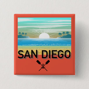 Bóton Quadrado 5.08cm Design de San Diego - Botão Quadrado