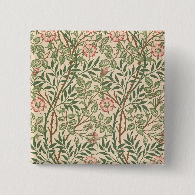 Bóton Quadrado 5.08cm "Design do Briar doce" para o papel de parede, (Frente)
