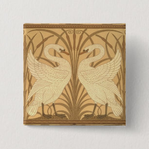 Bóton Quadrado 5.08cm Design do papel de parede da cisne