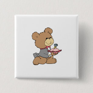 Bóton Quadrado 5.08cm design do urso de pelúcia do portador do anel