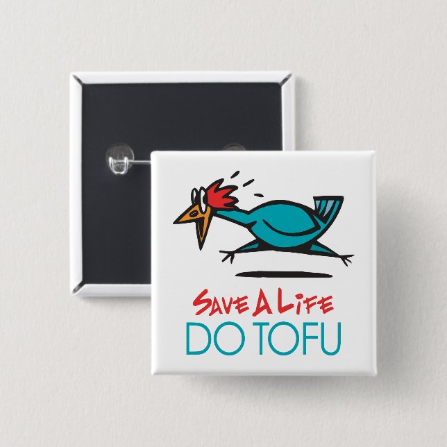Bóton Quadrado 5.08cm Design Humorístico Tofu (Frente & Verso)