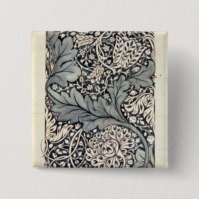 Bóton Quadrado 5.08cm Design para o chintz de Avon, c.1886 (Frente)