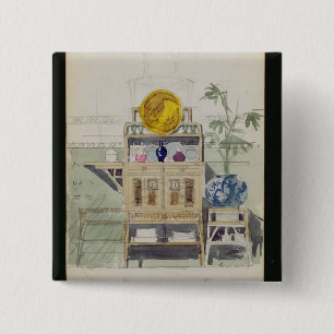 Bóton Quadrado 5.08cm Design para um aparador, c.1860s-70s (w/c & lápis