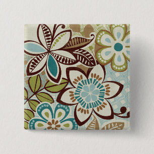 Bóton Quadrado 5.08cm Designs florais modernos