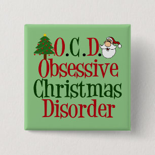 Bóton Quadrado 5.08cm Desordem obsessiva do Natal