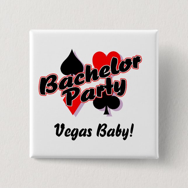 Bóton Quadrado 5.08cm Despedida de solteiro de Vegas (Frente)