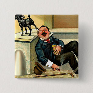 Bóton Quadrado 5.08cm DESPERTAR RUDE - arte do cão do vintage