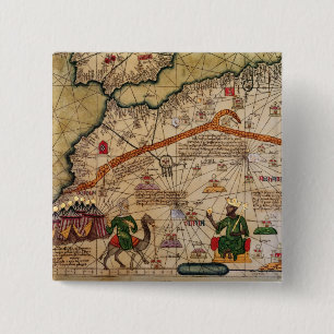 Bóton Quadrado 5.08cm Detalhe de cópia de um mapa Catalan de Europa