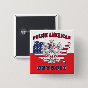 Bóton Quadrado 5.08cm Detroit Michigan Polska