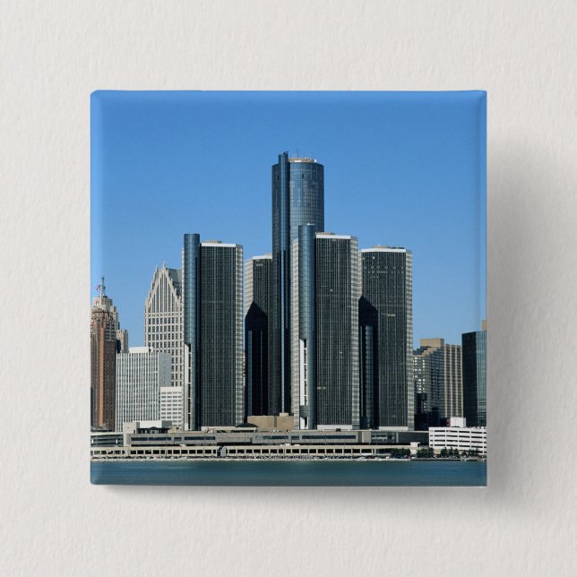 Bóton Quadrado 5.08cm Detroit Skyline 4 (Frente)