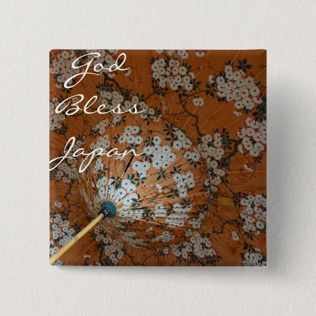 Bóton Quadrado 5.08cm deus abençoe o japão (Frente)