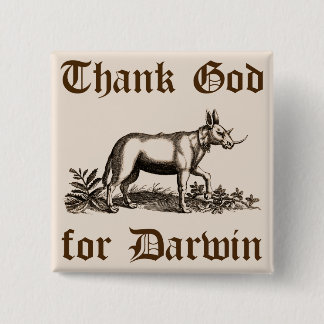 Bóton Quadrado 5.08cm Deus do obrigado para o botão de Darwin