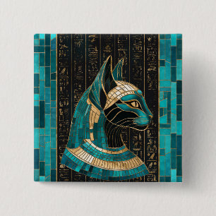 Bóton Quadrado 5.08cm Deusa Gato Egípcia Bastet - Arte Mosaica