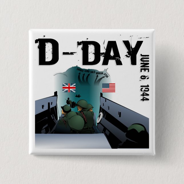 Bóton Quadrado 5.08cm DIA 6 de junho de 1944 (Frente)