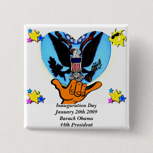 Bóton Quadrado 5.08cm Dia da Inauguração 2009_ OBAMA_ Button