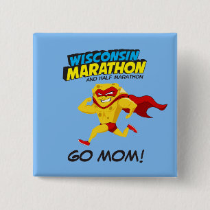 Bóton Quadrado 5.08cm Dia da raça de maratona de Wisconsin