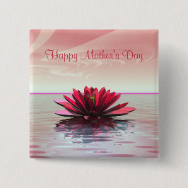 Bóton Quadrado 5.08cm Dia de as mães Red Water Lily