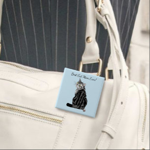 Bóton Quadrado 5.08cm Dia de as mães Tabby Cat